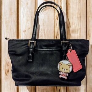 Coach Vintage Small Black Nylon And Leather Tote Bag #7447